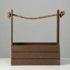 Подарочный ящик «Прованс», 25.5×15×30 см, деревянный, ручка - канат, коричневый - Фото 3