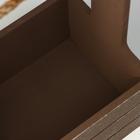 Кашпо деревянное 25.5×15×30 см "Прованс", ручка канат, коричневый - Фото 4