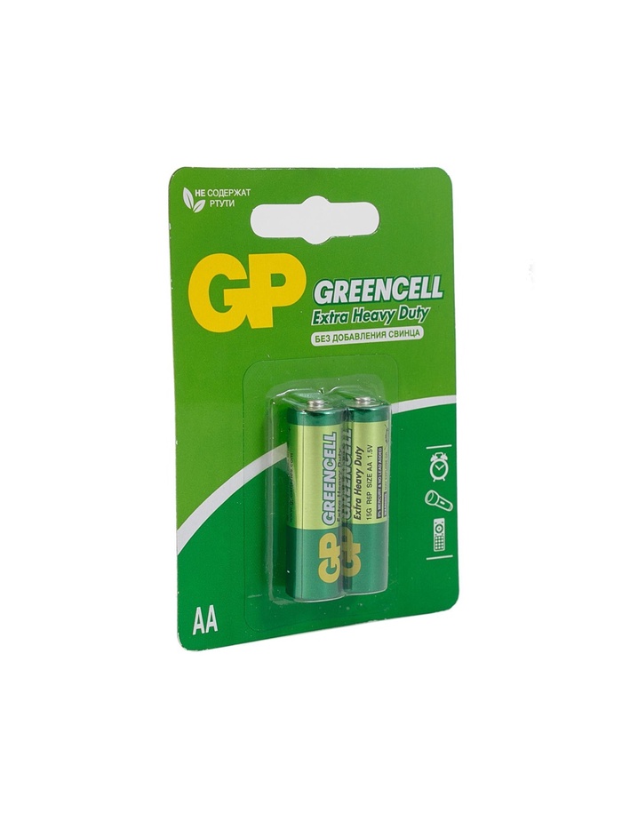 Батарейка солевая GP Greencell Extra Heavy Duty, AA, R6-2BL, 1.5 В, блистер, 2 шт. - фото 51766455 Батарейка солевая GP Greencell Extra Heavy Duty, AA, R6-2BL, 1.5 В, блистер, 2 шт. - фото 51766455