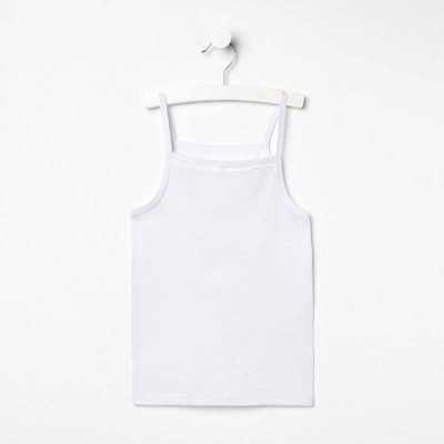 Майка для девочки, с бретельками, белый, рост 128 см