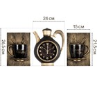 Часы настенные интерьерные для кухни "Сангино", бесшумные, 26.5х24 см, чёрные с золотом, АА - Фото 4