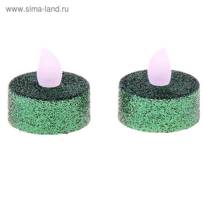 Ночник-свеча "Блестки" зеленая, 3,5х3,5 см (набор 2 шт) - Фото 1