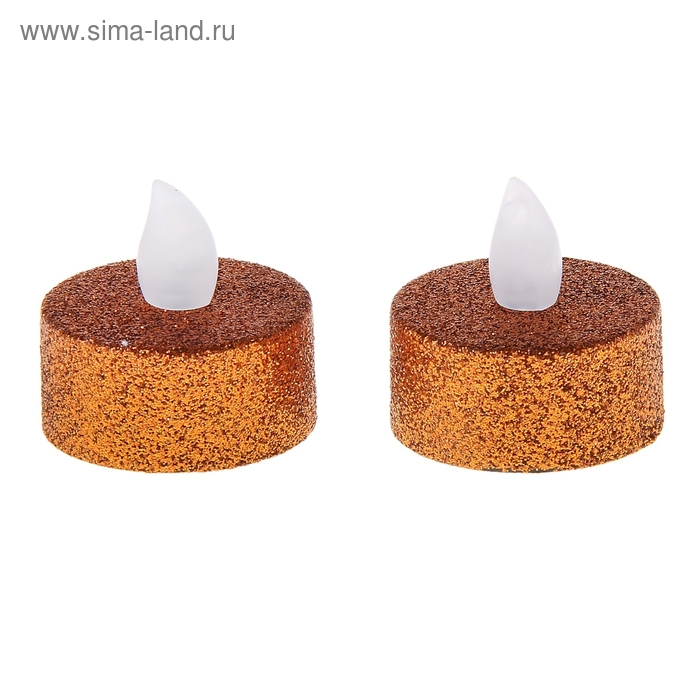 Ночник-свеча "Блестки" оранжевая, 3,5х3,5 см (набор 2 шт) - Фото 1