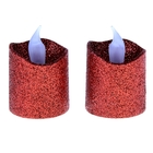 Ночник-свеча "Блестки" красная, 5,5х3,5 см (набор 2 шт) - Фото 1
