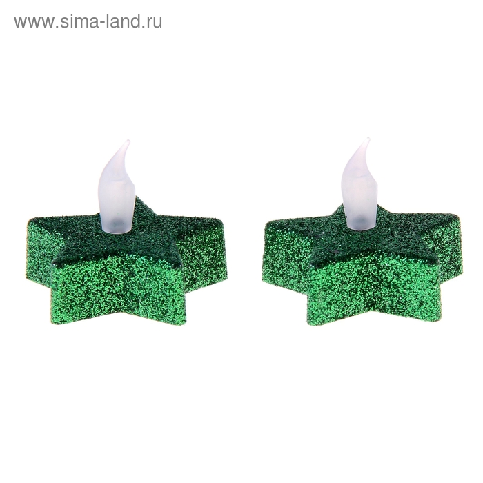 Ночник-свеча "Звезда", зеленая, 5 см, (набор 2 шт) - Фото 1