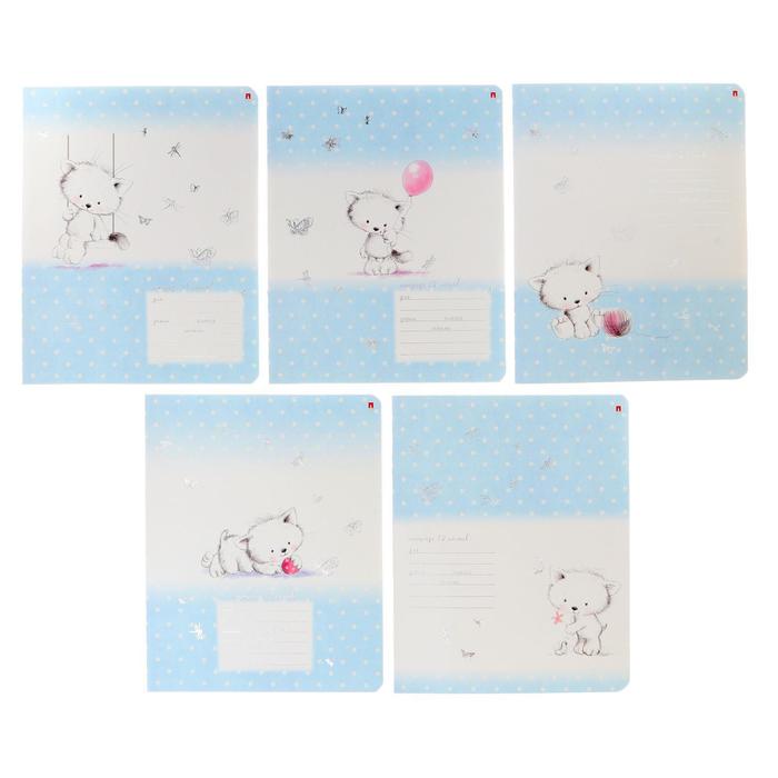 Тетрадь 12 листов в клетку "Котята "Мяу-Мяу", обложка мелованный картон, фольга, конгрев, МИКС - Фото 1