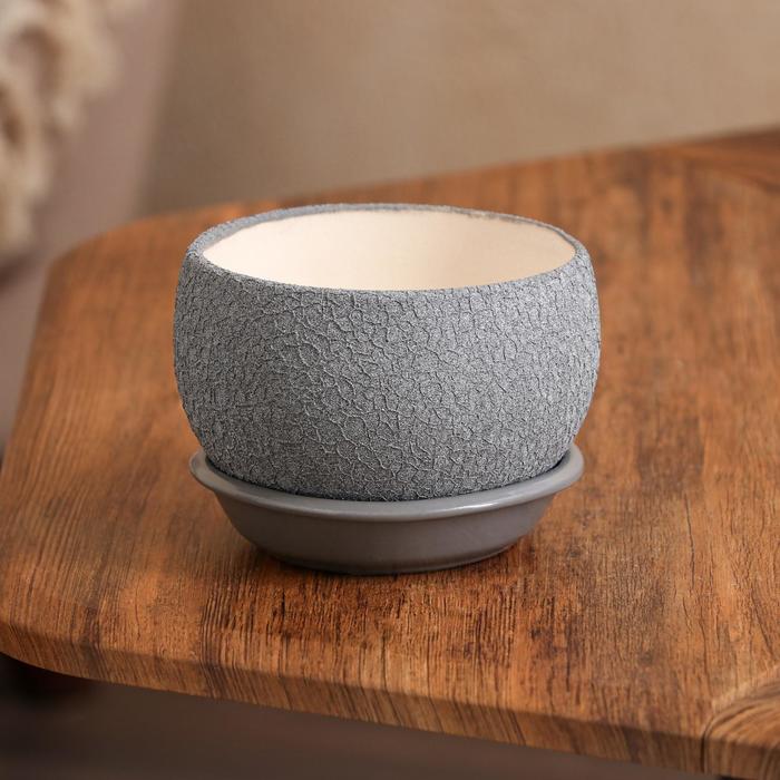 Горшок для цветов "Шар", шёлк, металлик, керамика, 0,4 л - Фото 1