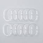 Набор колец для штор в ванную, пластик, 12 шт., прозрачный - Фото 1