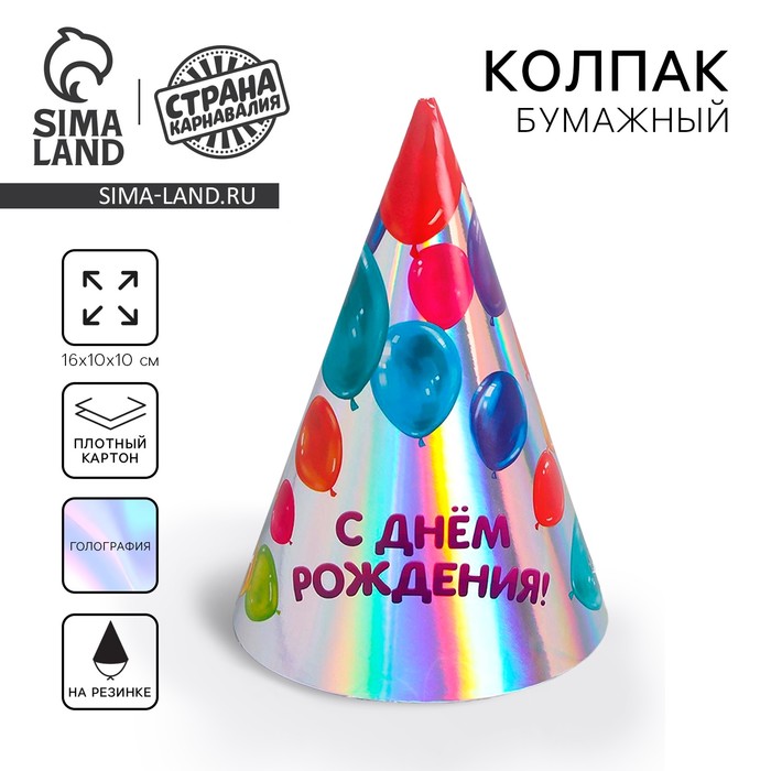 

Колпак голографический «С днём рождения», шарики