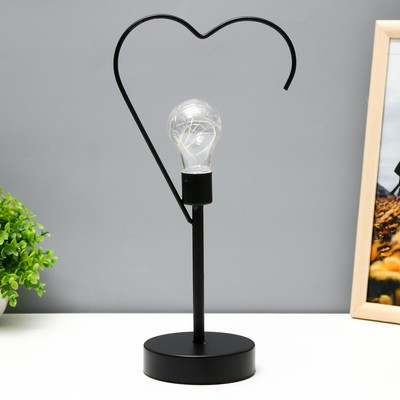 Ночник настольный «Сердце» LED от батареек 3хААА черный 11×16.5×36.4 см RISALUX