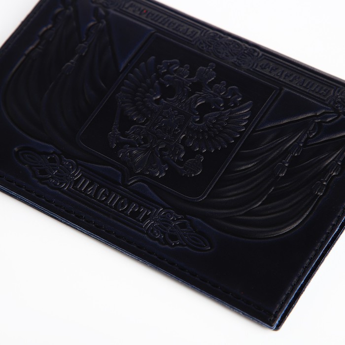 Обложка для паспорта, тиснение, герб, цвет тёмно-синий - фото 1908235283