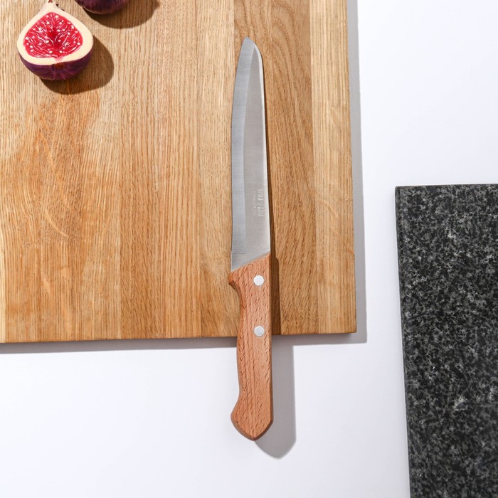 Нож кухонный «Ретро», для мяса, лезвие 16 см, с деревянной ручкой, цвет бежевый - Фото 1