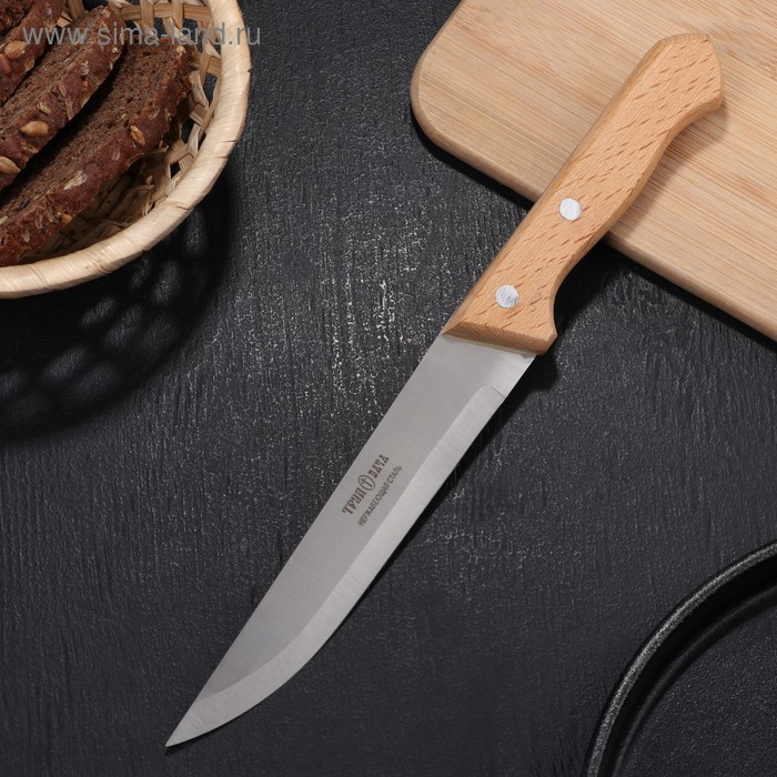 Нож кухонный «Ретро», универсальный, лезвие 15 см, с деревянной ручкой - Фото 1