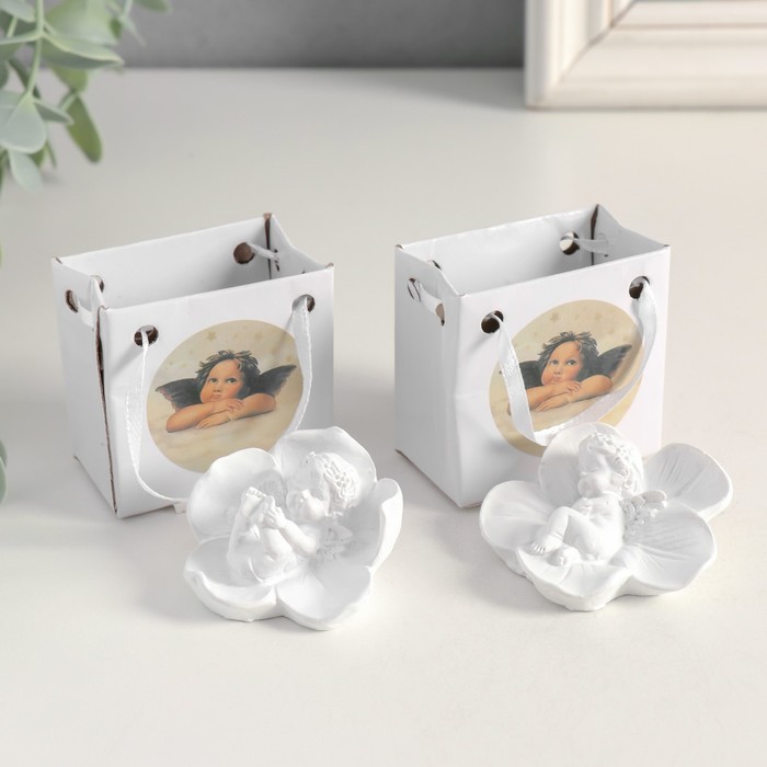 Фигурка «Ангелочек спящий в цветке», 3.5×5.5×5.5 см, МИКС - Фото 1