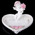 Сувенир "Ангелочек в розовом веночке с розами на чаше" 10х14,5х12,5 см - Фото 1