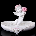 Сувенир "Ангелочек в розовом веночке с розами на чаше" 10х14,5х12,5 см - Фото 2