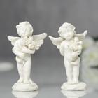 Фигурка полистоун «Ангелочек с букетом роз», 7.2×4.5×2.8 см, МИКС - Фото 1