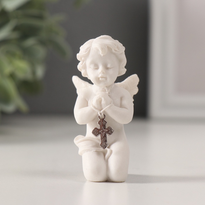 Фигурка полистоун «Ангелочек с крестиком», 6×3×2.8 см - Фото 1