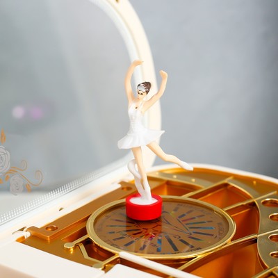 Шкатулка музыкальная механическая «Белый рояль», пластик, 16×15×9 см