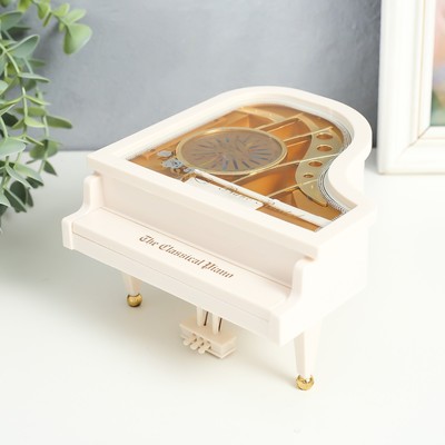 Шкатулка музыкальная механическая «Белый рояль», пластик, 16×15×9 см