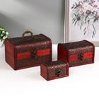 Набор шкатулок для украшений «Цветы», дерево, 3 шт., тиснение - Фото 1