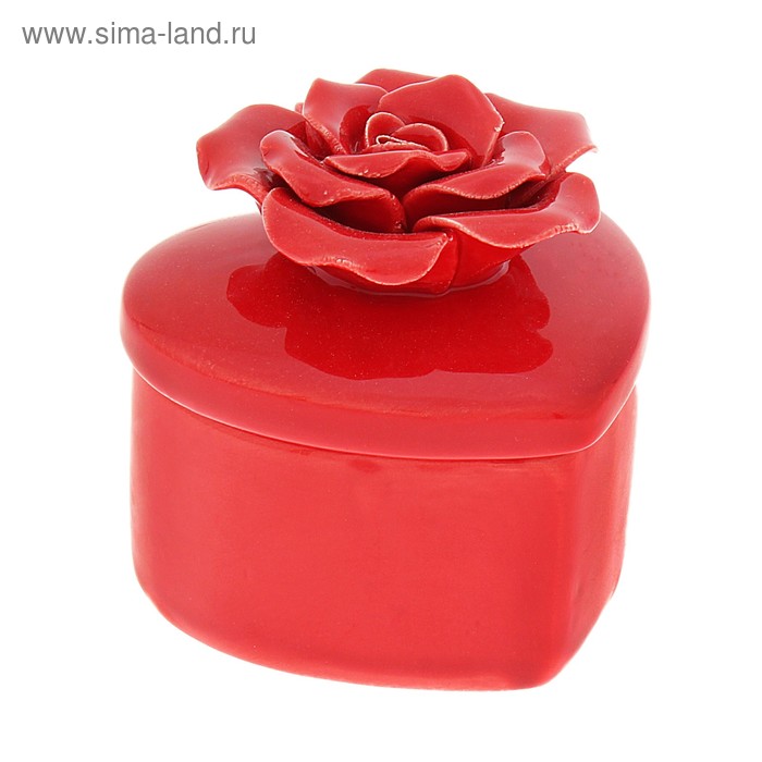 Шкатулка "Роза" сердце 7,5х7,5х7,5 см - Фото 1