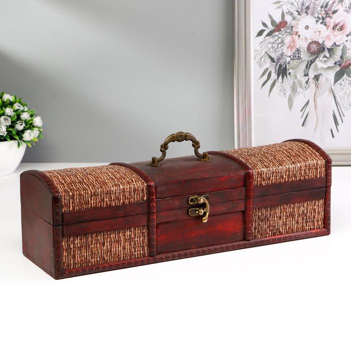 Шкатулка подарочная под бутылку «Сундучок», дерево, 36×11×11 см - Фото 1