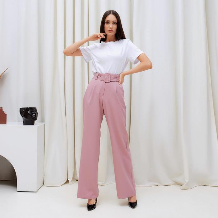 Брюки прямые женские MIST: Pants, размер 42, розовые - Фото 1