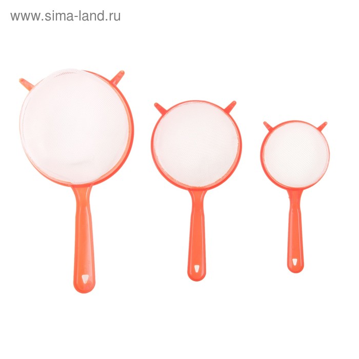 Набор сит с ручками, 3 шт, d=13/10/8 см, цвет МИКС - Фото 1