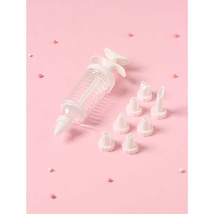 Шприц кондитерский Доляна «Повар», 19×5 см, 8 насадок - Фото 1