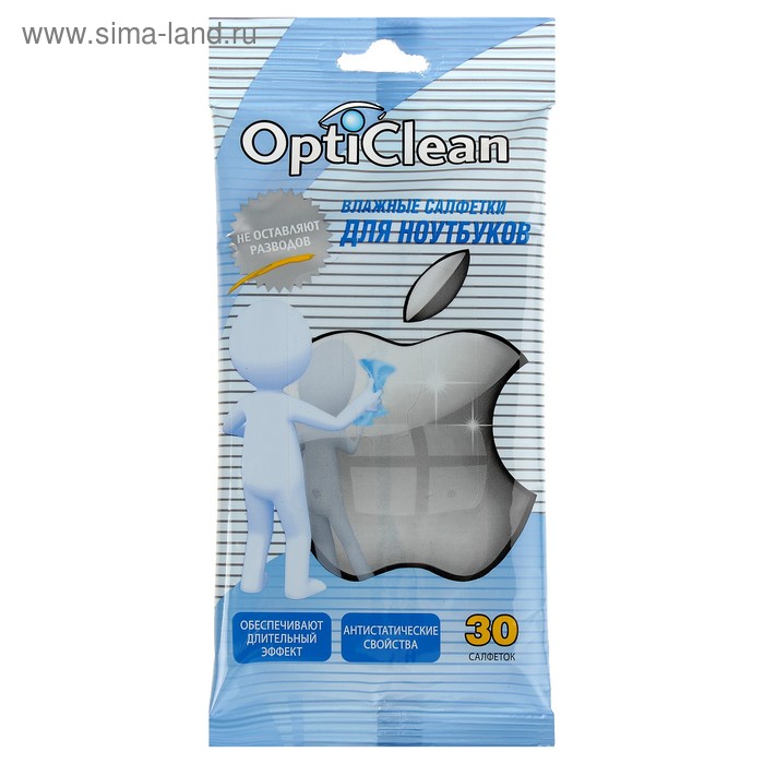 Влажные салфетки OptiClean, для ноутбуков, 30 шт. - Фото 1