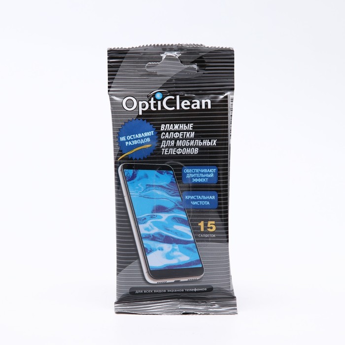 Влажные салфетки OptiClean, для мобильных телефонов, 15 шт. - фото 51524093