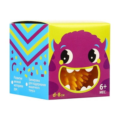 Мяч массажный развивающий Крошка Я, ø8 см, от 6 мес., желтый