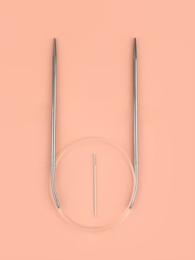 Спицы круговые, для вязания, с пластиковой леской, d=3.5 мм, 14/80 см, с иглой (комплект 30 шт)