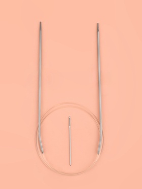 Спицы круговые, для вязания, с пластиковой леской, d=2 мм, 14/80 см, с иглой (комплект 6 шт)