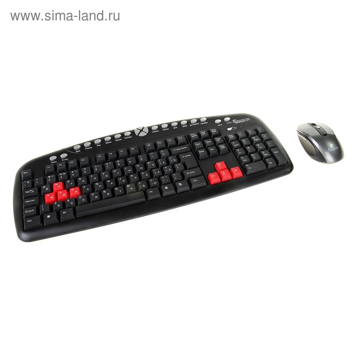 Игровой набор Luazon N-002, клавиатура+мышь, беспроводной, мембранный, USB, черный - Фото 1