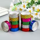 Клейкая лента декоративная голографический, ш. 1.2 см, дл. 2.4 м, набор 12 шт. - Фото 1