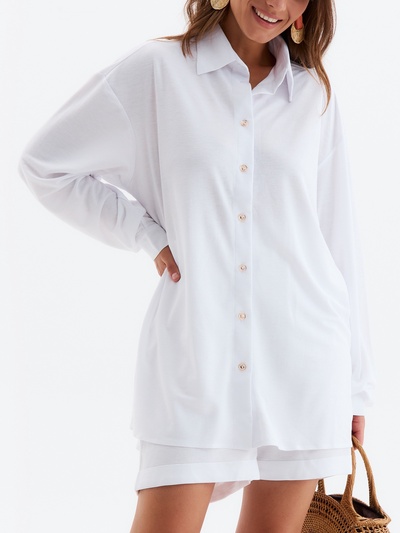 Костюм женский (рубашка, шорты) MINAKU, белый, размер 46