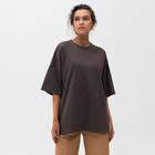 Футболка женская MINAKU OVERSIZE FIT: цвет коричневый, р-р 44 - Фото 1