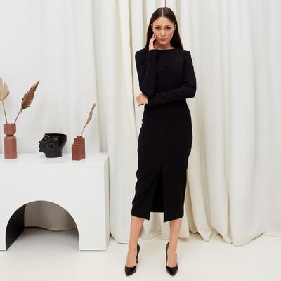 Платье с разрезом миди женское MIST, размер 50, чёрное