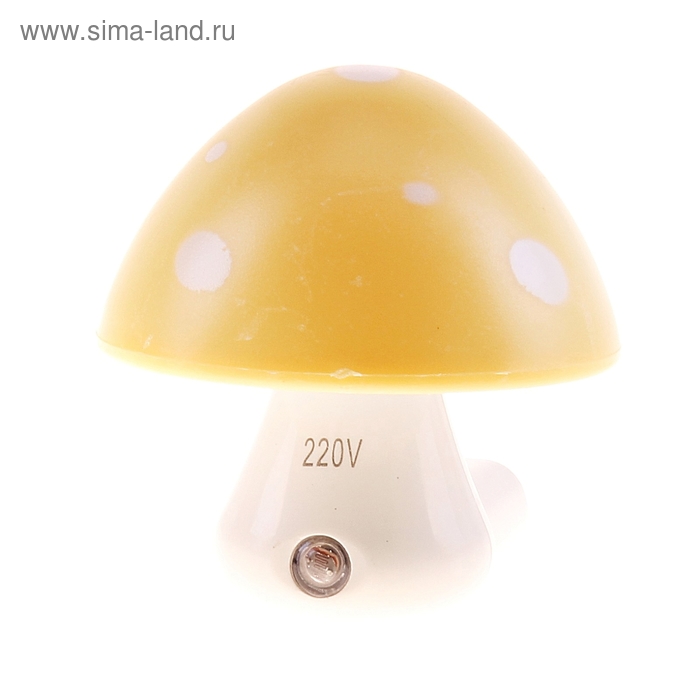 Ночник "Гриб желтый" с датчиком света, 7х7 см - Фото 1