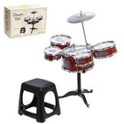 Барабанная установка «Рок», 5 барабанов, тарелка, палочки, стульчик - фото 631797