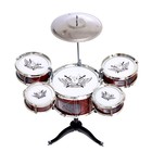 Барабанная установка «Рок», 5 барабанов, тарелка, палочки, стульчик - фото 3975412
