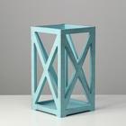 Кашпо деревянное 14×14×26 см "Фонарь Хай-тек Прованс", серо-голубой - Фото 2