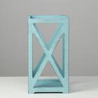 Кашпо деревянное 14×14×26 см "Фонарь Хай-тек Прованс", серо-голубой - Фото 3