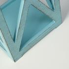 Кашпо деревянное 14×14×26 см "Фонарь Хай-тек Прованс", серо-голубой - Фото 4