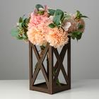 Кашпо для цветов "Фонарь хай - тек Прованс", 14×14×26 см, деревянное, коричневое - Фото 1