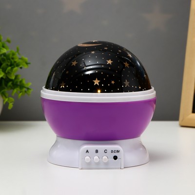 Ночник-проектор «Звёздное небо», вращение, (4ААА или USB) фиолет. 12×10 см RISALUX