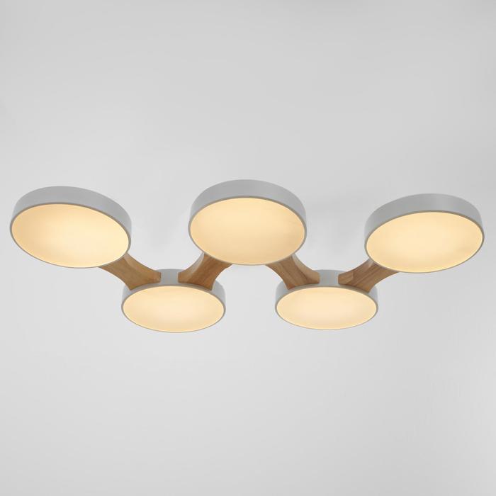 Люстра 625361/5 LED 65Вт 3 режима 3000-6000К светлое дерево 80х47х5 см BayerLux - Фото 1