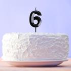 Свеча в торт цифра «6», чёрная - Фото 5